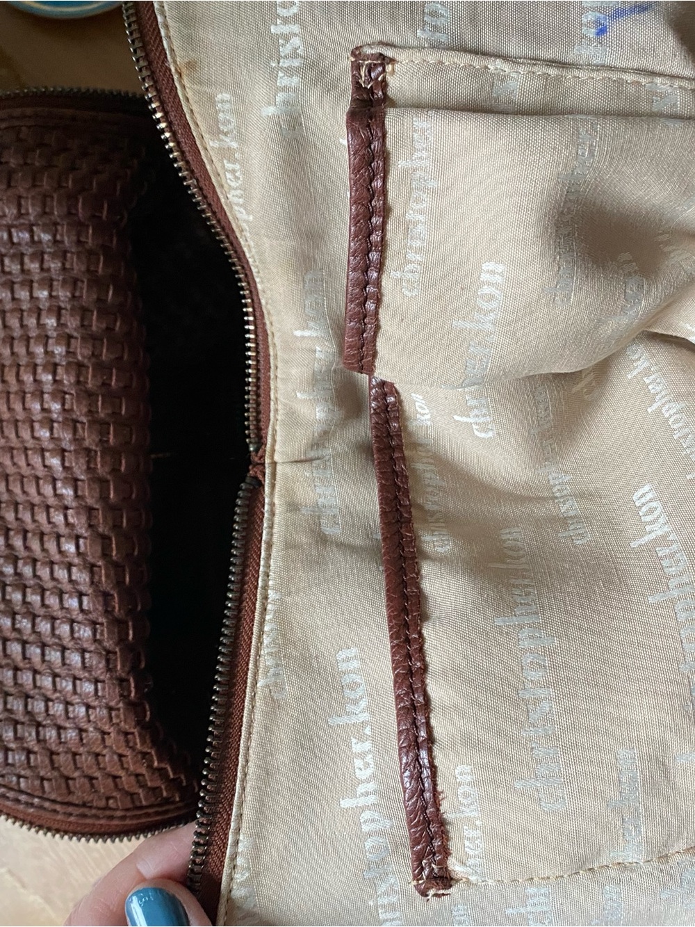Woven Leather Shoulder Christopher Kon Bag in Brown - Picture 5 of 9